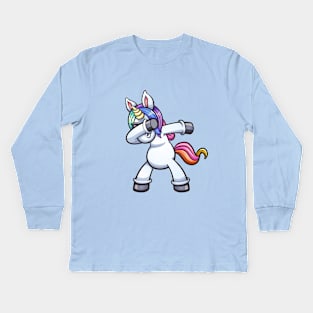 Dabbing Unicorn Kids Long Sleeve T-Shirt